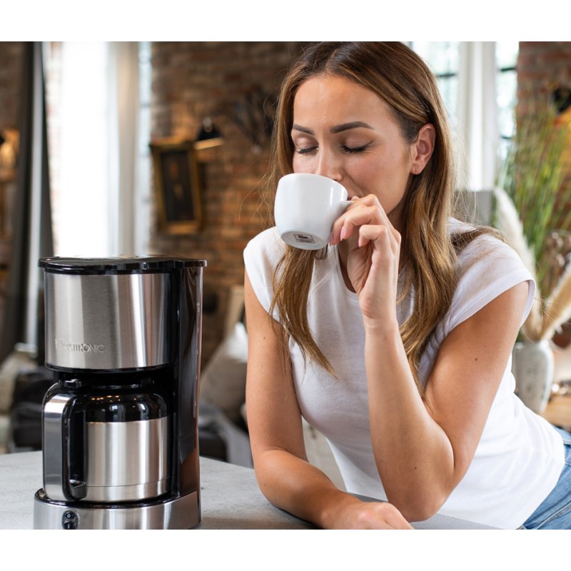 CLATRONIC cafetière thermique KA 3805, 800 Watts, 8-10 tasses, argent/noir